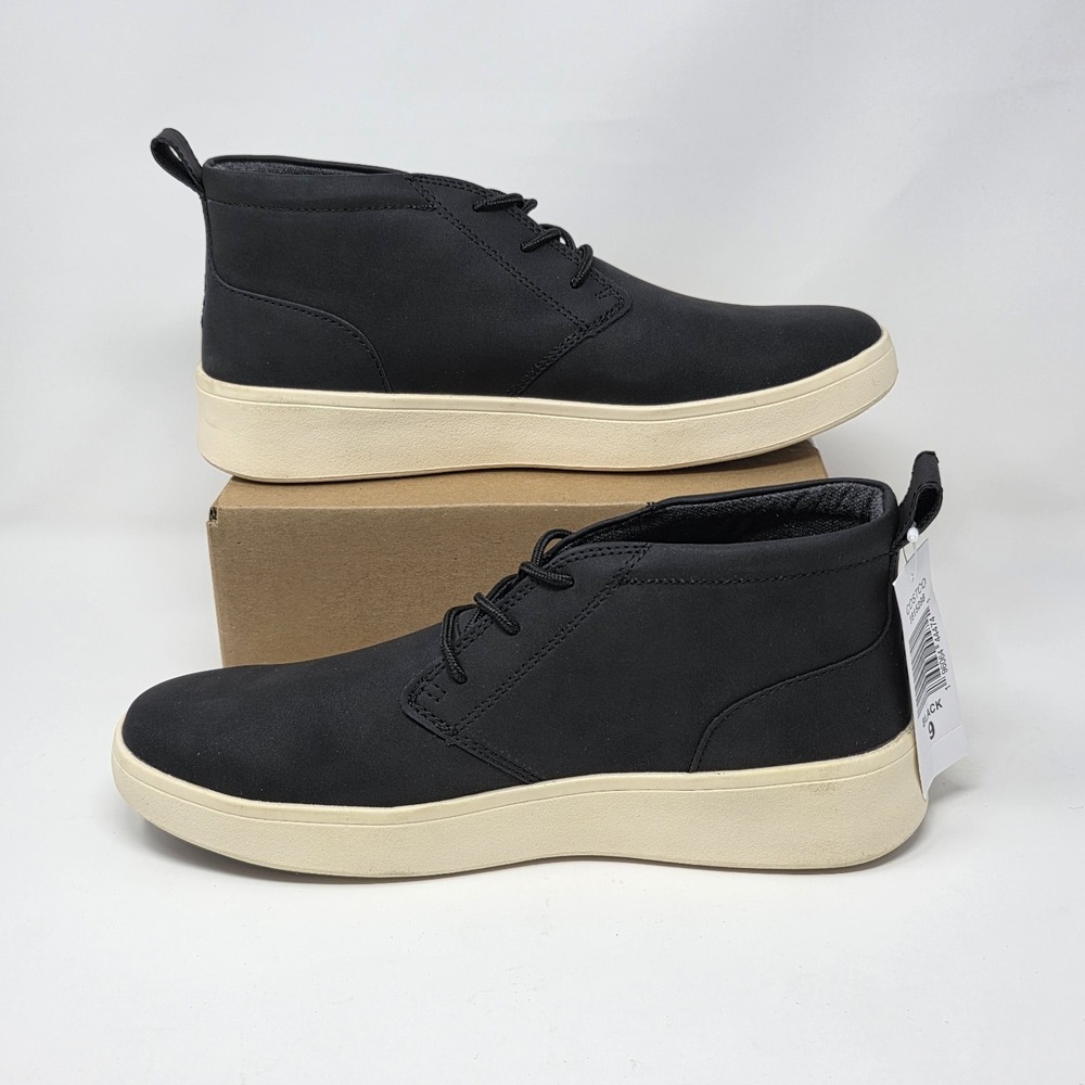 IZOD Palmer Mens Faux Leather Lace-Up Sport Style Chukka Boot Black Size 9